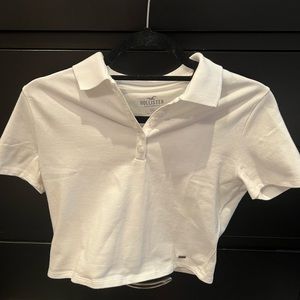 White Cropped Polo Tee - Hollister